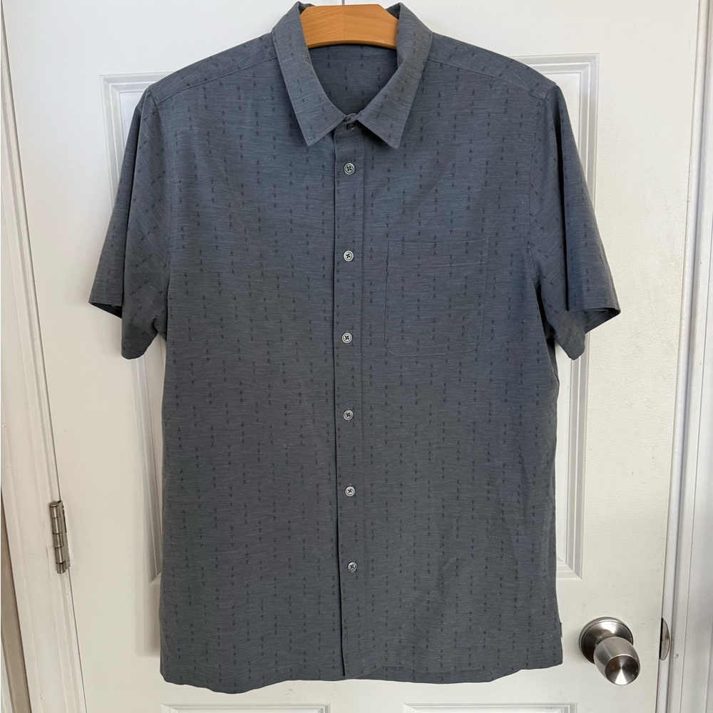 Vuori bridge button Down Geometric Blue Patterned Shirt M - Picture 2 of 8